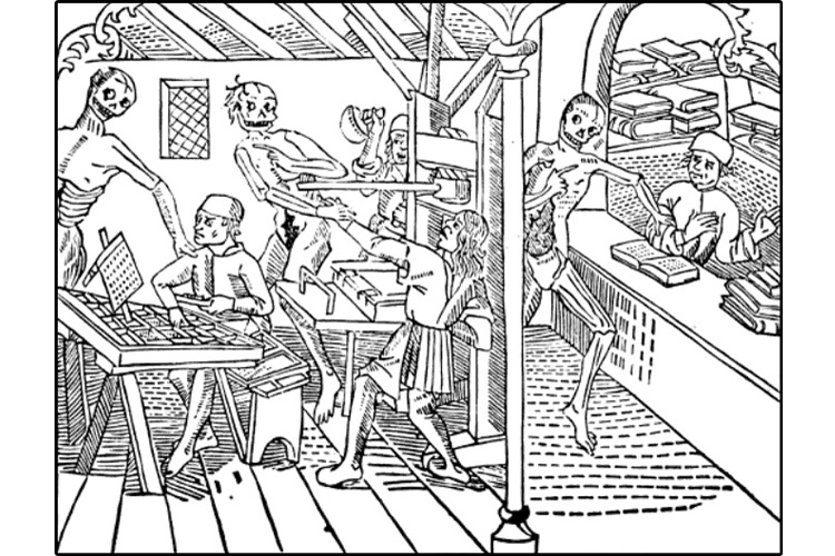 1499 - Bir matbaa ve baskı makinesine ait bilinen ilk çizim