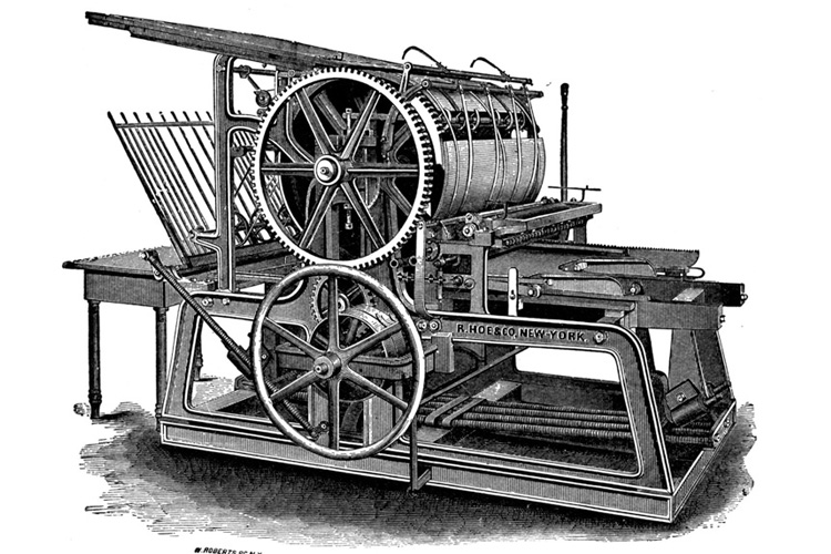 1830 - Silindirli düz yatak baskı makinesi (R. Hoe)